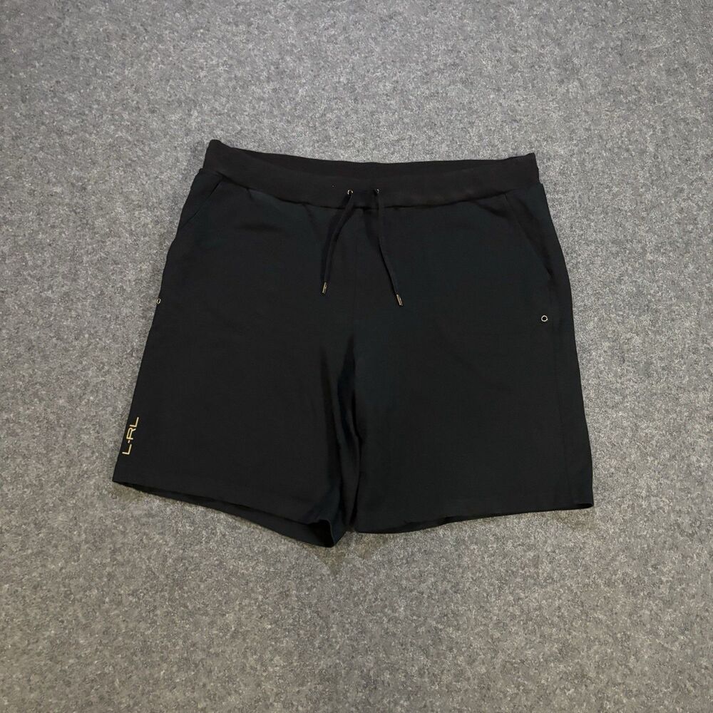 Lauren Ralph Lauren Active Shorts Womens XL Black Gold Logo Drawstring